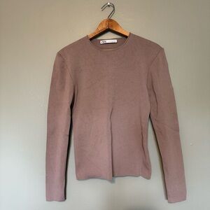 Zara Nylon Blend Lightweight Brown Sweater size L/XL